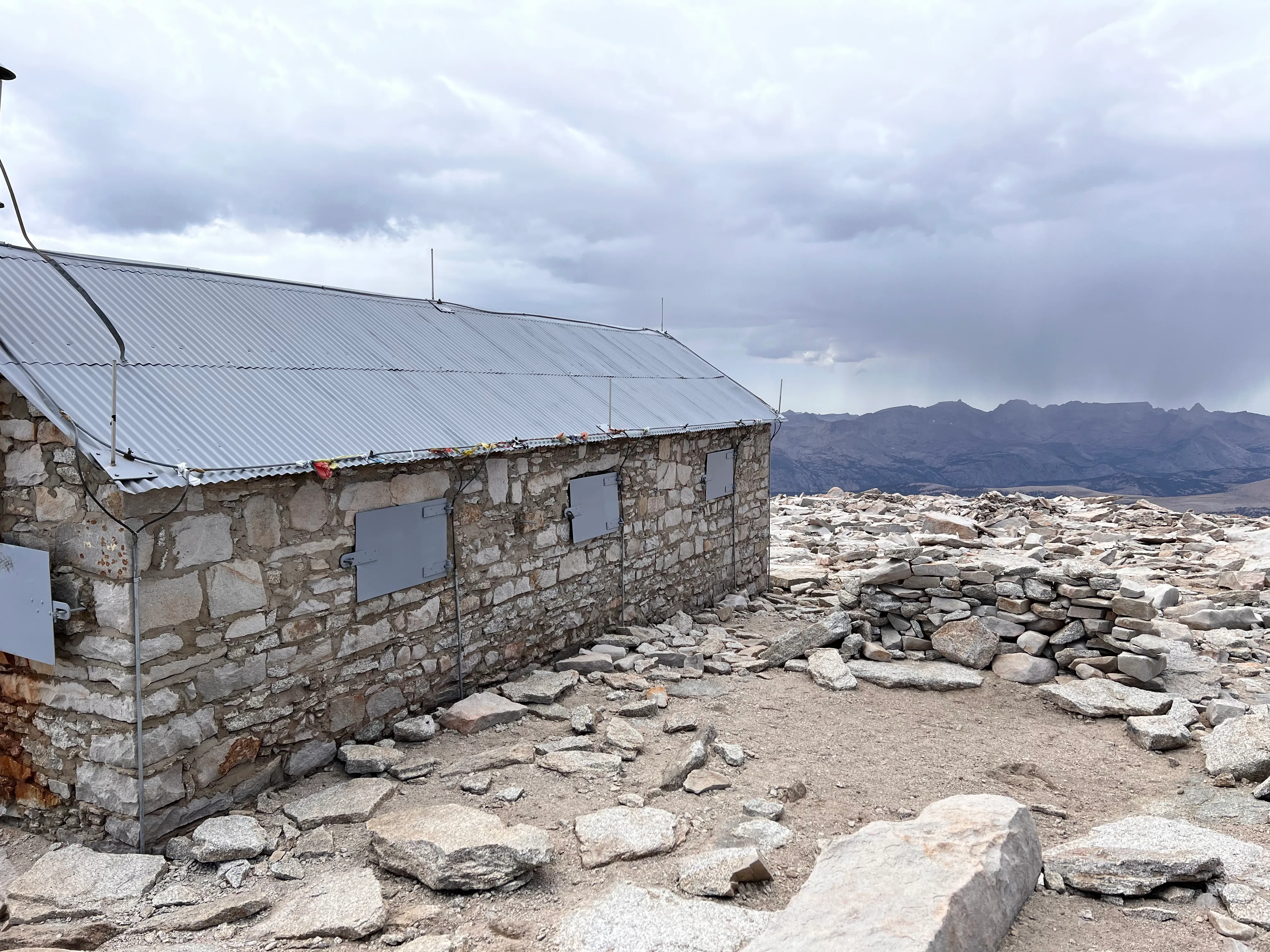 Weathered pine log above the treeline on the Whitney approach, Owens Valley below